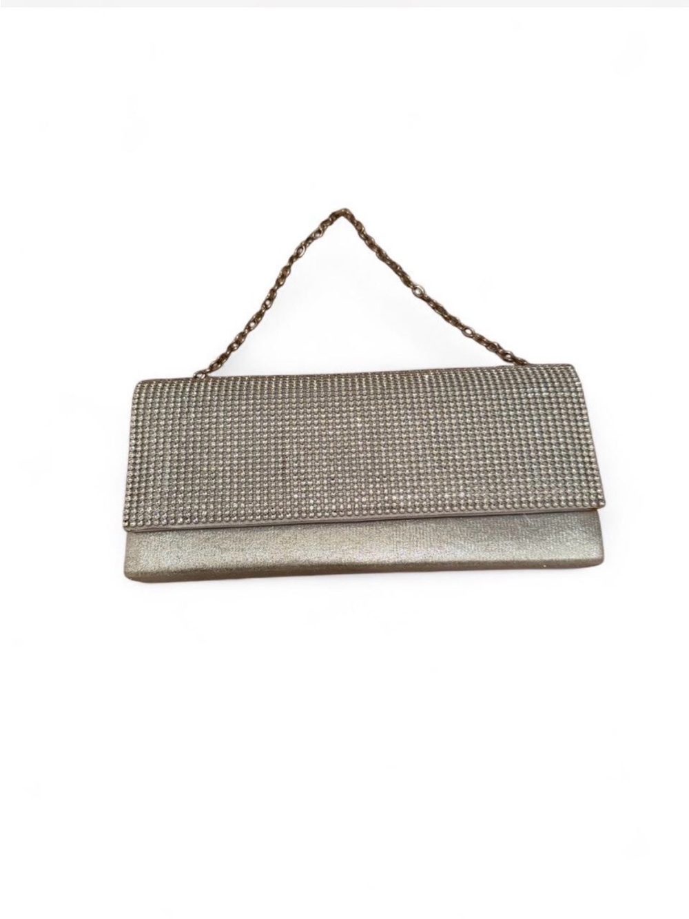 Metallic Rhinestone Evening Clutch Handbag - Silver